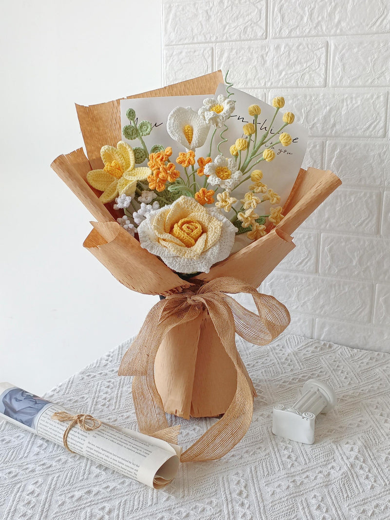 Handmade Crochet Rose Flower Bouquet, Everlasting and Never Wilt Gift for Mother's day ANNIVERSARY