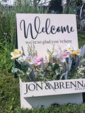 Custom Wedding Welcome Sign with Flower Box- A-Frame Wooden Entrance Sign, Personalized Ceremony Decor wedding flower