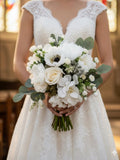 Ivory & White Faux Silk Bridal Flowers Hand-Tied winter wedding bouquet Bouquet