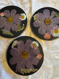 Floral resin coasters, real pressed dry flowers house warming flower