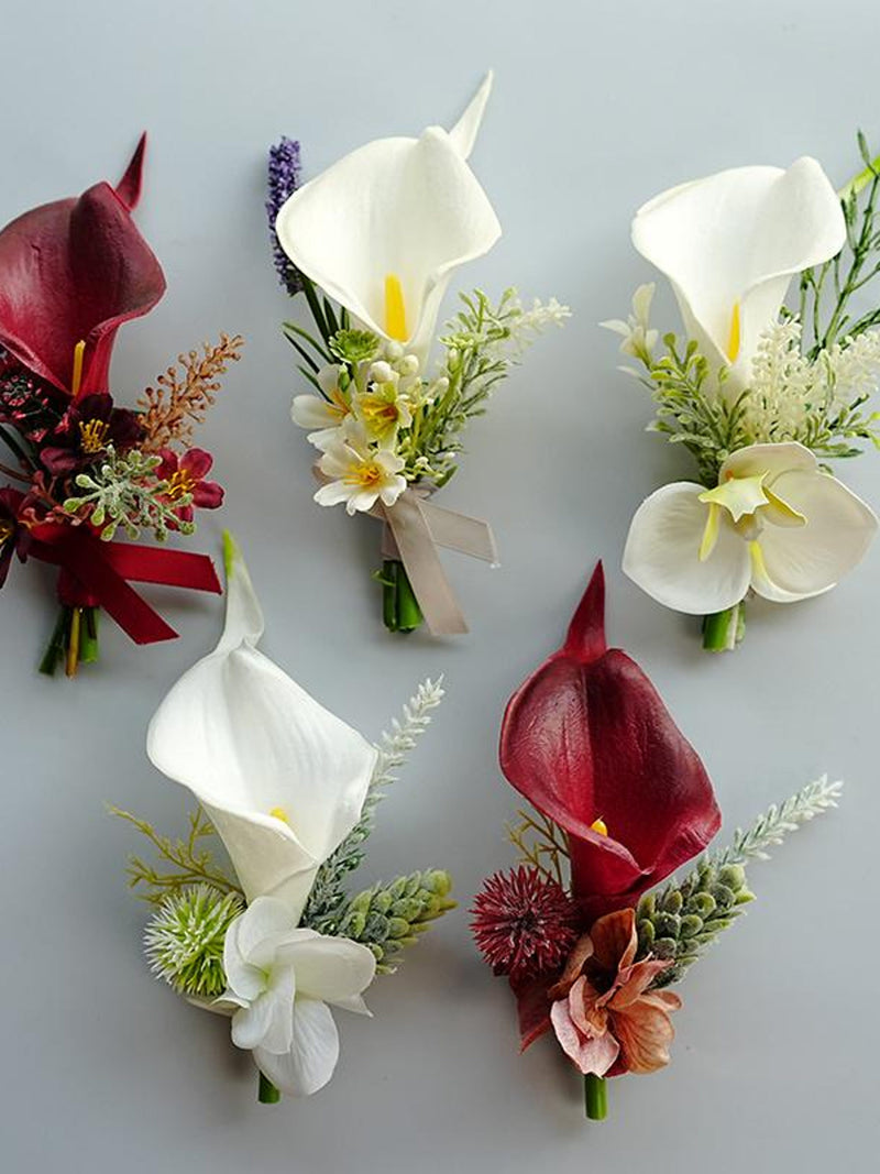 Calla Lily Boutonniere or Wrist Corsage: Silk Wedding Accessories wedding flower