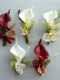 Calla Lily Boutonniere or Wrist Corsage: Silk Wedding Accessories wedding flower
