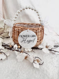 Personalised flower girl basket, pearl handle, personalized wedding flowers wedding flower