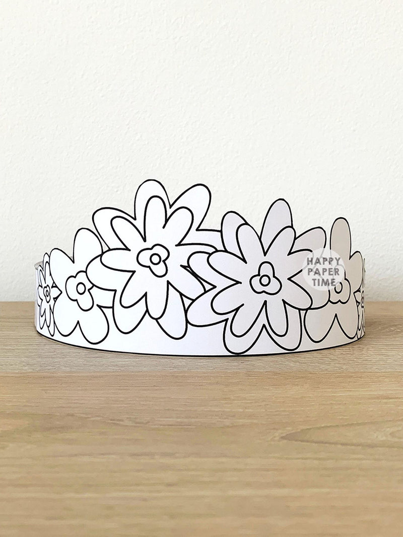 Flower Paper Crown Party Coloring Printable Kids Craft Spring Fairy Costume Birthday Printable Favor Costume DIY - Instant Download birthday flower