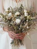 White preserved rose and light green eucalyptus wedding bouquet,natural dried flower bouquet,bridal/bridesmaid bouquet with baby's breath wedding flower