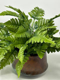 Small Faux Leather Fern Bush in Copper Planter - 10" Silk Plant faux plants