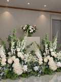 Greenery White Flowers Row,Wedding Floor Flower Arrangement,Ground Florals,faux flower arrangement sweetheart table wedding flower