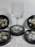 Floral resin coasters, real pressed dry flowers, black coasters house warming flower