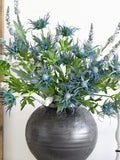 Artificial Thistle Sprays: 8 Big Mist Blue Sea Holly Stems 26" Tall faux plants