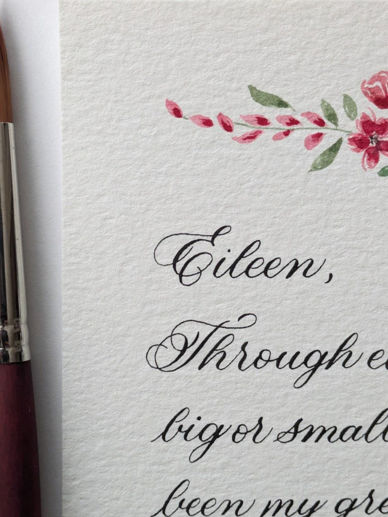 Custom Calligraphy - Silver/Ruby/Gold/Diamond/Sapphire/Platinum Wedding Anniversary, Handmade and Handwritten Card with Watercolor Flowers ANNIVERSARY