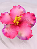 Shimmery Pink Hibiscus 11.5cm, Real Touch Artificial Hibiscus Flower Head, Iridescent Tropical Faux Flower, Wedding Hair Flower silk flower