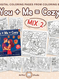 Cozy Couples Coloring Pages: Romantic Illustrations (PDF Pattern) Love Romance Flower