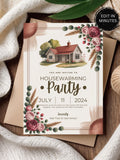 Editable Housewarming Party Invitation, Floral Home Sweet Home (PDF Template) house warming flower