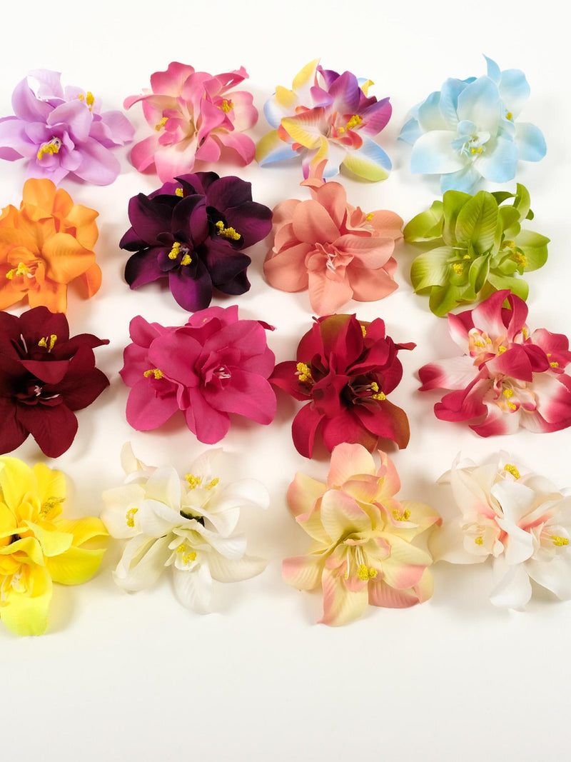 16 Colors Artificial Silk Orchid Flower Hair Clip With Brooch - Hairpin Barrette -Bohe Hawaiian Barrette Beach Wedding Bridal hair Pins silk flower