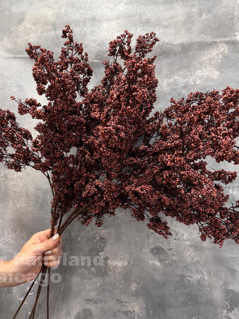 31" Faux Mini Berries Long Branch - Artificial Plant - Burgundy faux plants