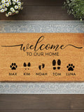 Personalized Welcome to Our Home Doormat - Custom Entryway Rug -  Perfect Housewarming Gift -Custom Name Doormat for Home Entryway or Porch house warming flower