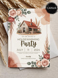 Editable Housewarming Party Invitation, Minimalist Floral Design (Digital Template) house warming flower