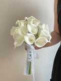Minimalist Simple White Calla Lily Wedding Bouquet: Handmade Bridal Flowers Bridesmaid Bouquets Bouquet