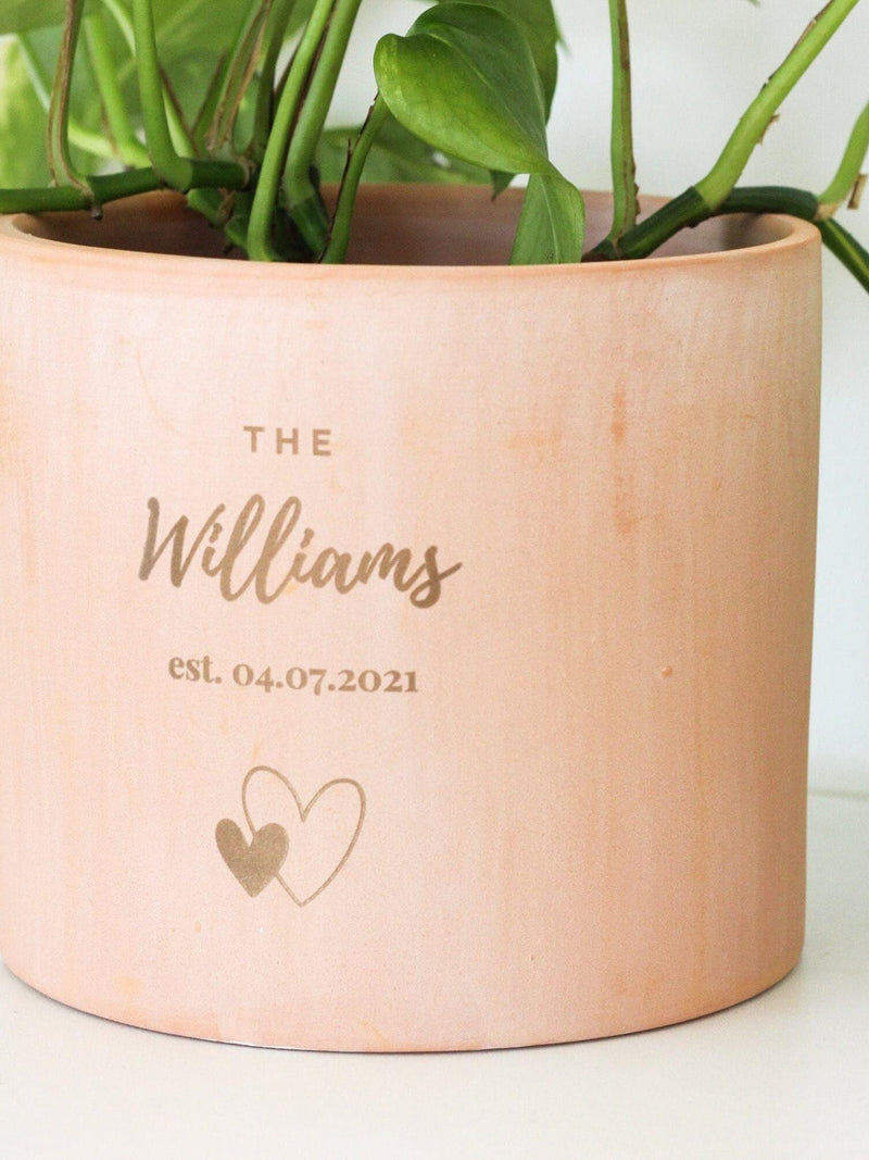 Personalized Blush Pink Flower Pot | Engraved Terracotta Planter ANNIVERSARY