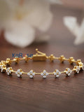 Gold Diamond Flower Bracelet Women Dainty Floral Chain Fine Jewelry Gift Elegant Luxury Anniversary Wedding Everyday Trendy Accessory ANNIVERSARY