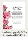 Loss Of Mom Sympathy Poem: Roses In Heaven Printable Art, Pink Floral (Digital Download) sympathy flower