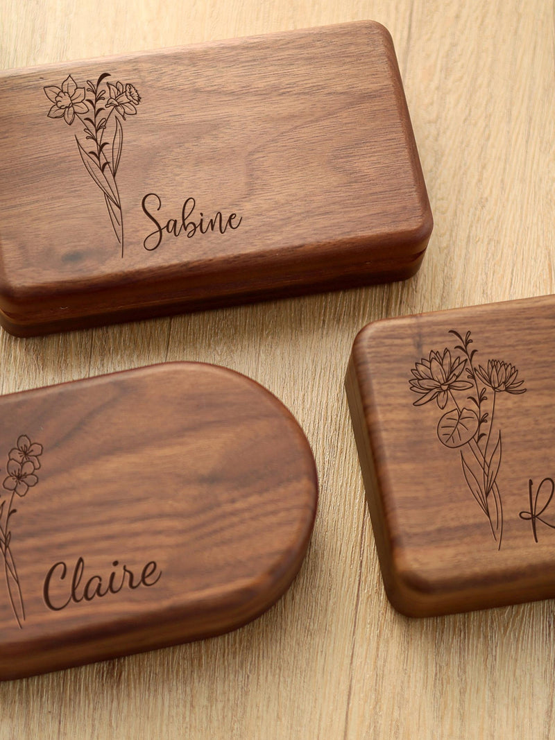 Personalized Engrave Wood Jewellery Box for Women/ Custom Travel Jewelry Box/ Bridal Party Gifts/ Bridesmaid Gift/ Birthday Anniversary Gift ANNIVERSARY