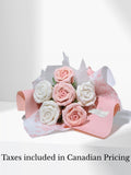 Romantic Pink & White Crochet Rose Bouquet Ð Handmade Crochet Flower Arrangement, Crochet Home Decor, Everlasting Gift for Her Love Romance Flower