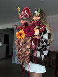 Burgundy Silk Flower Bridal Bouquet | Modern Autumn Wedding silk flower