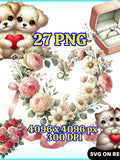 Cute Couple & Love PNG Clipart Ð 27 Romantic ValentineÕs Day Graphics with Hearts, Rings, Florals -Transparent Background - Digital Download Love Romance Flower