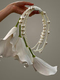 Pearl & Calla Lily Bridal Bouquet: Modern White Faux Flowers Bouquet