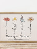 Birth Flower Grandma's Garden Sign, Personalized Christmas Gift for Grandma from Grandchildren, Mothers Day Gift, Family Name Gift for Nana birthday flower