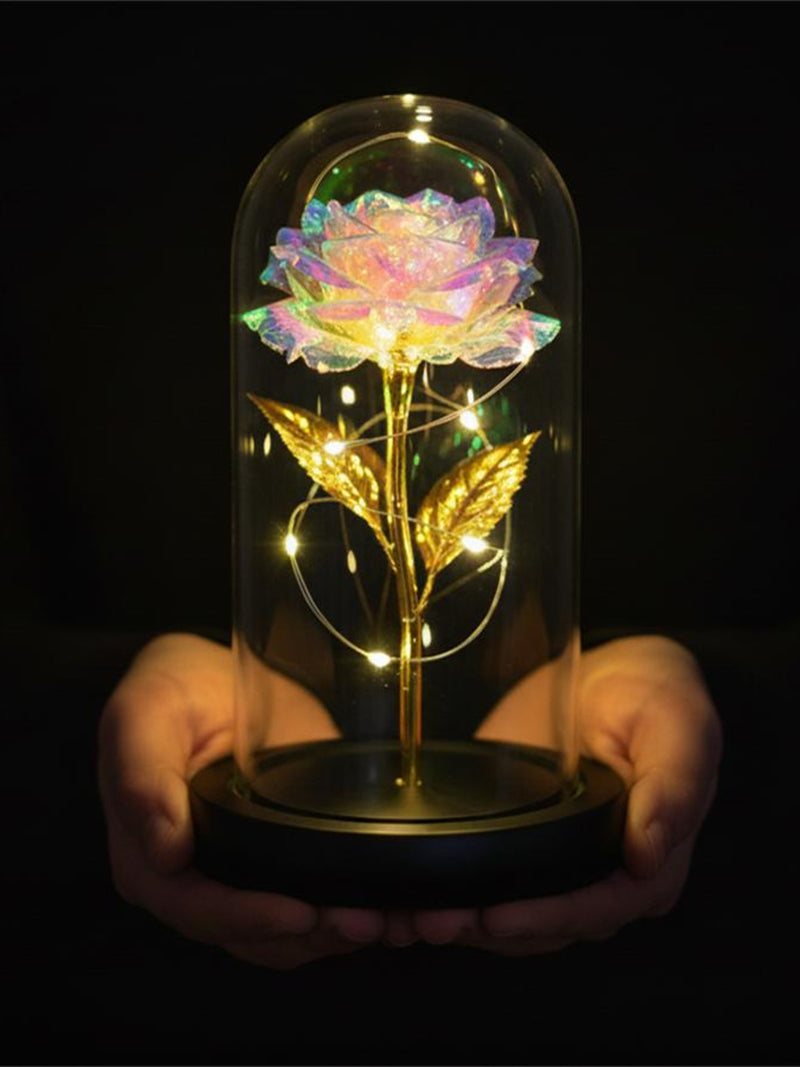 Eternal Galaxy Rose in Glass Dome with LED Lights,MotherÕs Day Gift,Forever Flower Lamp,Romantic Anniversary Gift,ValentineÕs Gift for Her ANNIVERSARY