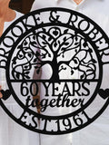 Custom 60th Anniversary Gift for Parents, Personalized Tree of Life Metal Sign, Family Name Wall Art, Diamond Anniversary Outdoor Decor ANNIVERSARY