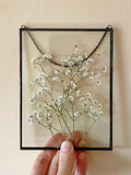 Framed Pressed Baby's Breath Art: Floating Glass Frame sympathy flower