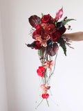 Rich Burgund and Blush Cascading Bridal Bouquet with Roses & Calla Lilies Bouquet