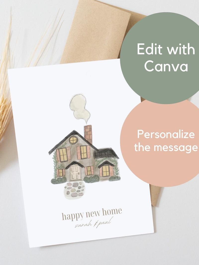 Personalized New Home Card: Watercolor Housewarming (Digital Download) house warming flower