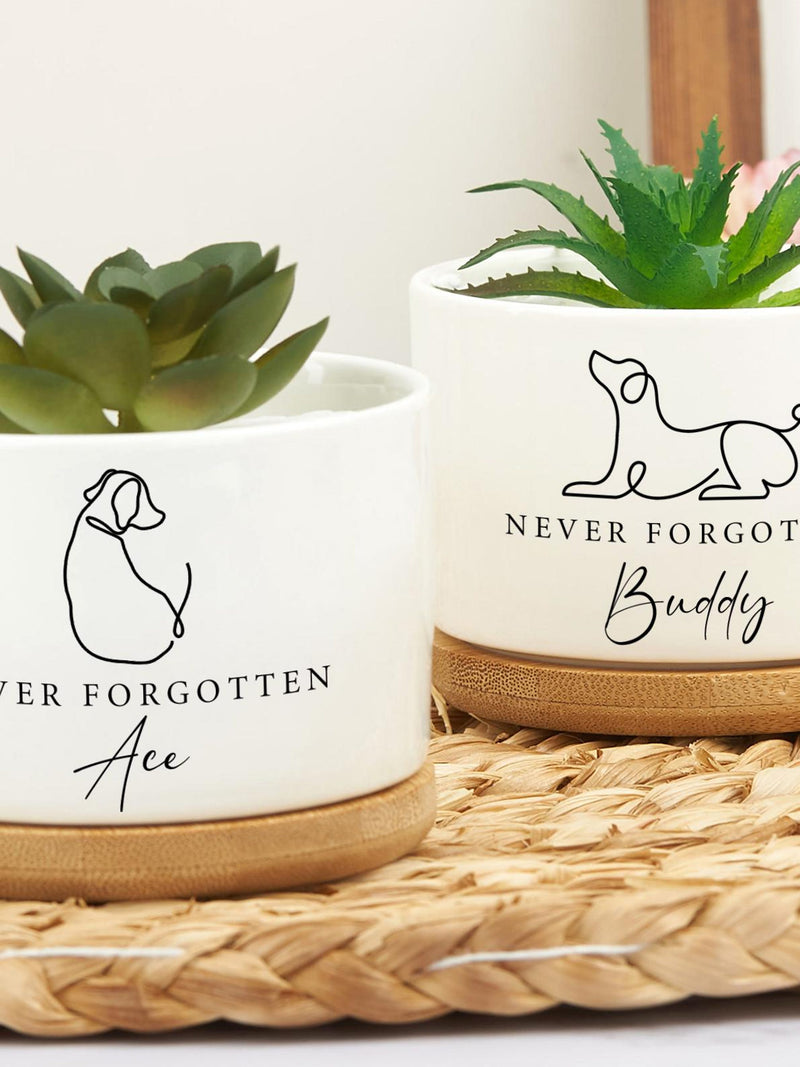 Personalized Pet Memorial Planter: Ceramic Dog Loss Gift sympathy flower
