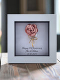 12th Silk Wedding Anniversary Frame Gift| Personalised Keepsake| Custom Any Language| Handmade Present silk flower