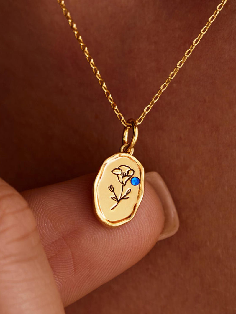 Custom Birth Flower Necklace, Personalized Birthstone Pendant, Minimalist Jewelry, Birthday Gift for Her, Mother's Day Gift for Her ANNIVERSARY