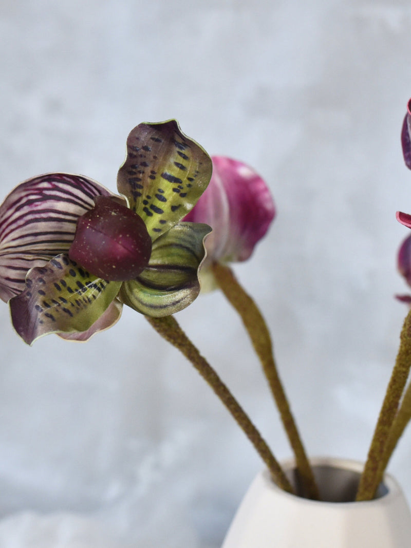Real Touch Violet Purple Slipper Orchid - Artificial Flower / Wedding / Bouquet / Floral Arrangement / Centerpieces / Home Decoration / DIY faux plants