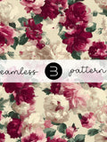 Burgundy Floral Pattern Ð Seamless Romantic Roses (Digital Download) Love Romance Flower