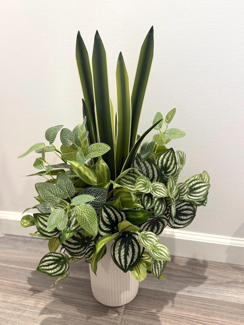Tall Faux Plants for Floor, Potted Fake Plant in White Ceramic Vase, Best Artificial Greenery for Corners, Realistic Plants for Home Office faux plants