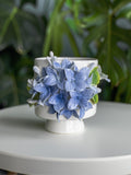 Handmade Blue Hydrangea Coffee Cup | Ceramic 3D Flower Mug | Sculpted Porcelain Floral Teacup Gift house warming flower
