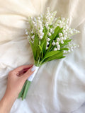 Bellflowers bouquet, bridal white faux flowers, silk wedding bouquet, elegant faux flower arrangement, white and green wedding bunch wedding flower