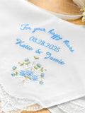 Personalized Embroidered Wedding Handkerchief,Elegant Bridal Handkerchief,Personalized Gift for Happy Tears,CustomBridal Hankie,Handkerchief wedding flower