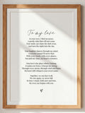 Valentines Wall Decor: "To My Love" Romantic Poem Wall Art (Digital Download) Love Romance Flower