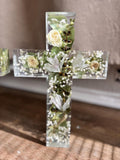 Large Dried Flower Resin Cross: Spiritual Memorial Gift (7x12Ó) sympathy flower
