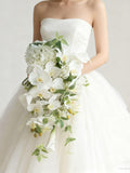 Luxurious White Waterfall Wedding Bouquet Featuring Orchids, Calla Lilies and Hydrangeas wedding flower