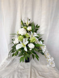 White cemetery flowers, artificial grave decorations, elegant white flower funeral arrangement, memorial cemetery decor, black friday sale FLOWER DELIVERY