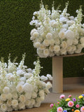 White Ivory Flowers Row,Wedding Aisle Flowers,Floor Flower Arrangement,Ground Florals,White Wedding Flower Arch Decor wedding flower
